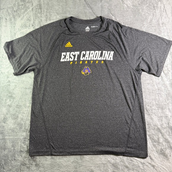 Adidas East Carolina Pirates ClimaLite T-Shirt Athletic Gray Men's Large - Picture 2 of 9